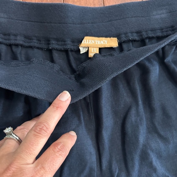Ellen Tracy Women’s Navy Blue Linen Capris Pants Elastic Waistband Size 1X - Picture 2 of 9